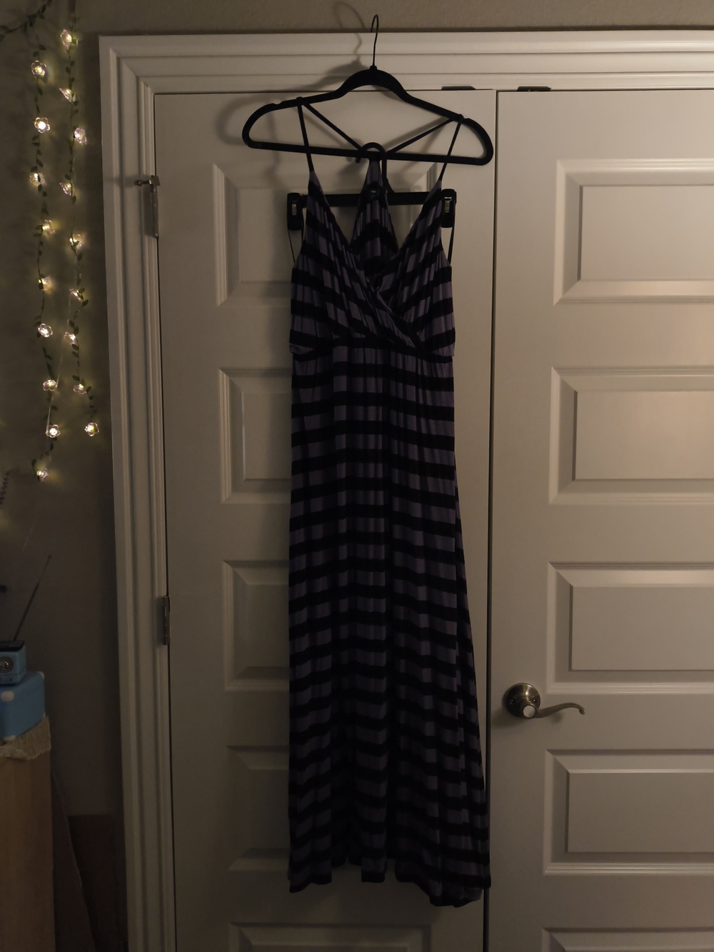 GAP Black and Purple Striped Maxi Dress